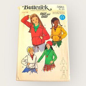 Vintage Butterick Sewing Pattern 5661 Girls Top Jacket Size 14
